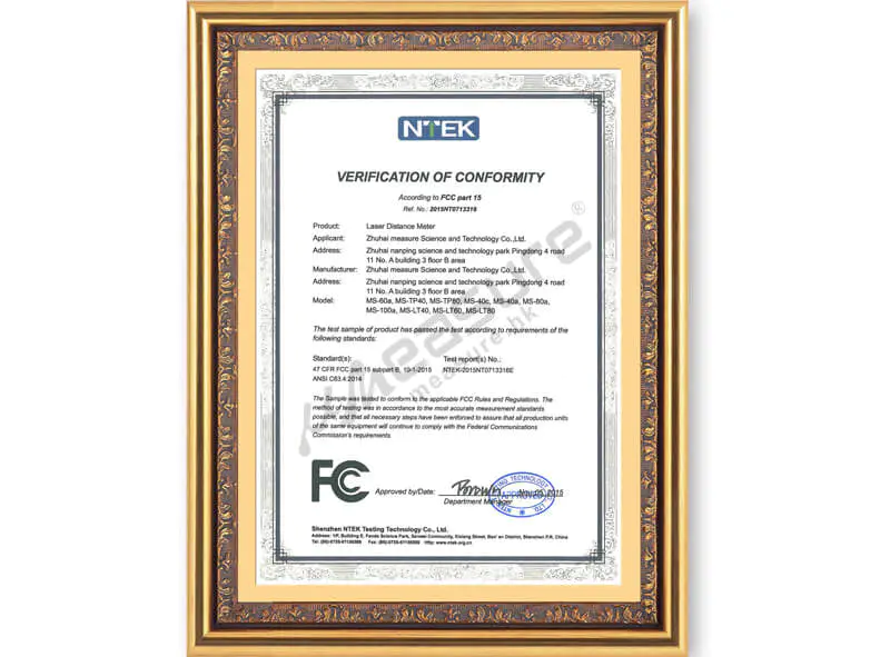 Patent certificate - verification of conformity