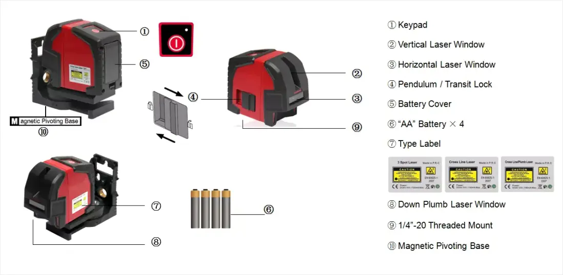 1V1H with 2 Dots MSR/G 22 cross line laser auto level for level plumb point transfer