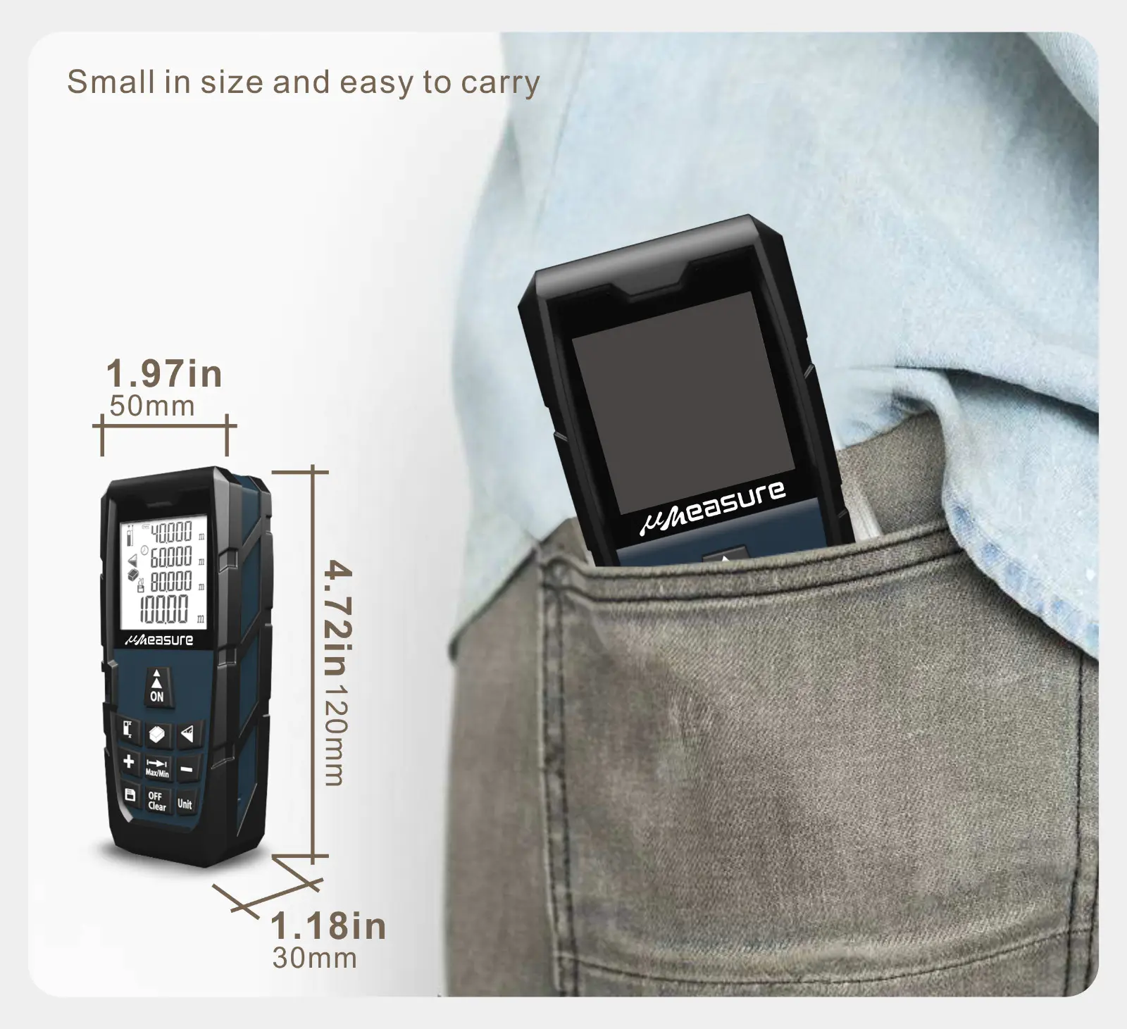 UMeasure mini bluetooth digital measuring tape backlit for measuring