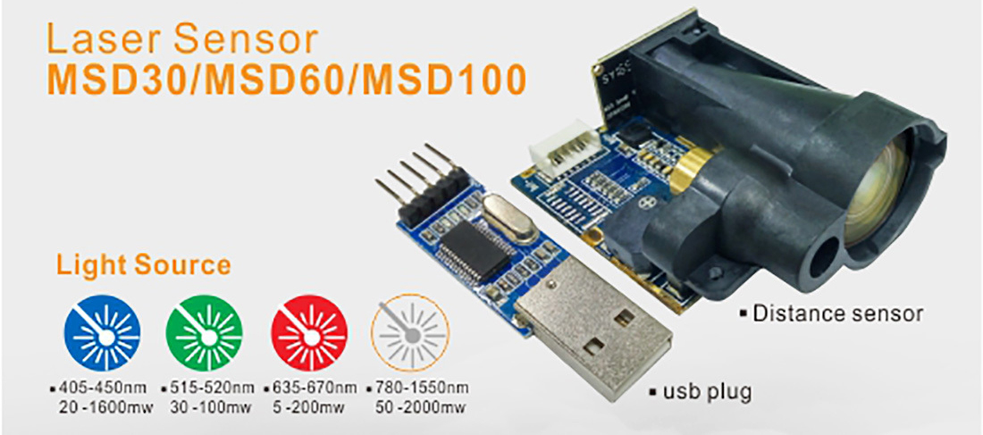 Meter laser distance sensor RS232 interface length height automatically measure MSD30/60/100-1